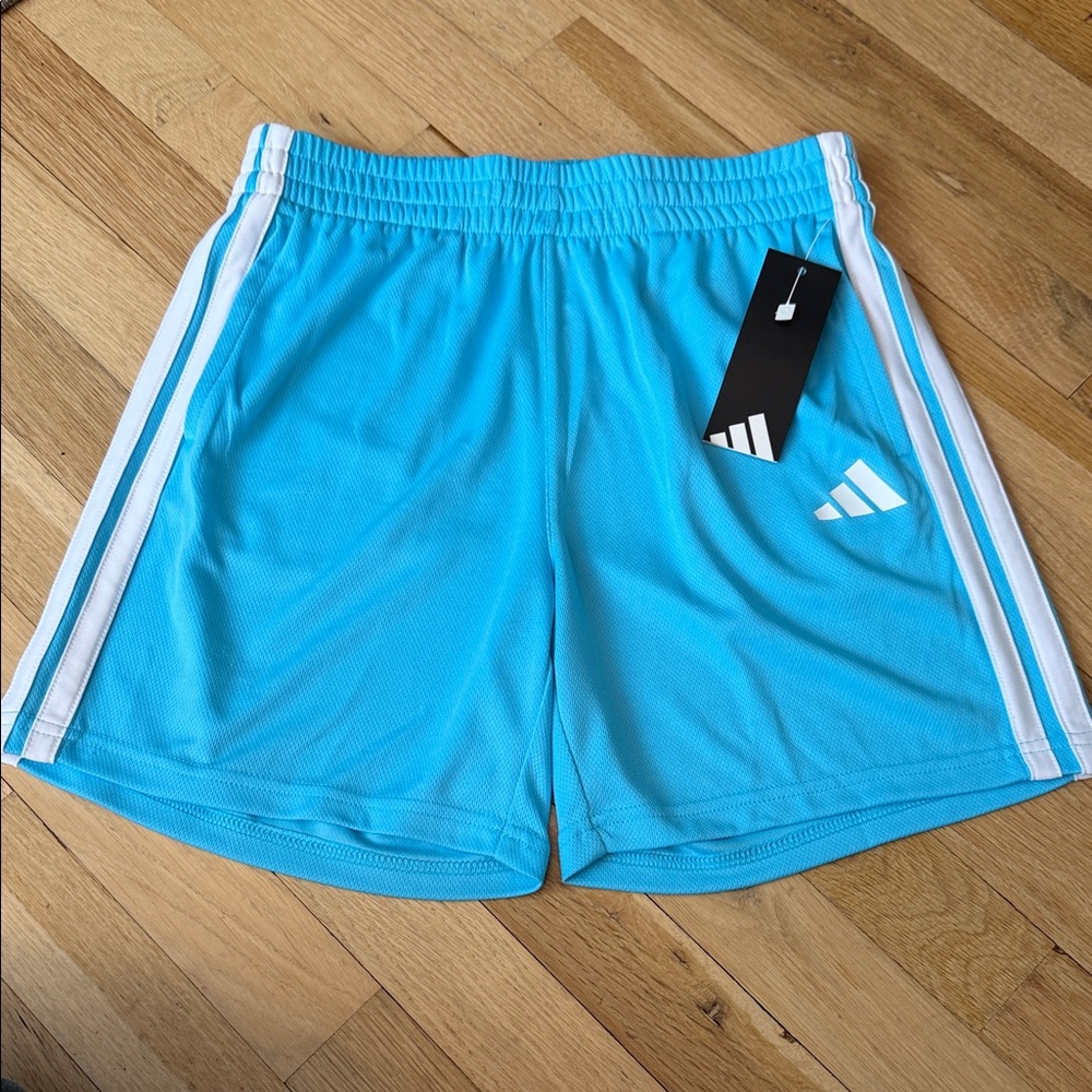 NWT Adidas Light Blue Drawstring Shorts with Pockets